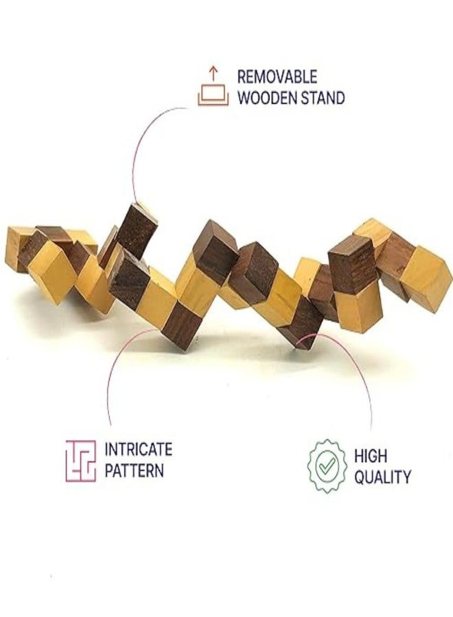 SubiMouIQ Wooden Snake Cube Puzzle 5.5 x 5.5 cms, Kids 4 Years+, Fun Brain Teaser Game, Anxiety & Stress Relief, Compact Size, Unique Gift for Children (Snake Cube) - Image 4